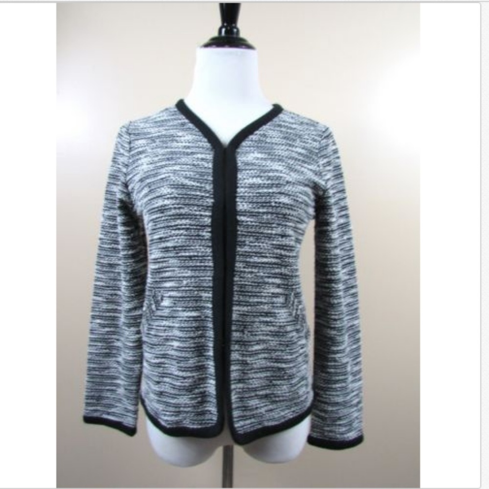 J Crew Black White Boucle Sweater Jacket - Picture 1 of 8